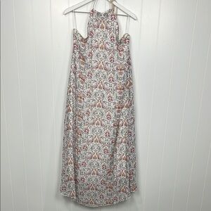 And the Why Womens Maxi Dress Gray Tan Floral Print Halter Lined 100% Poly Flowy